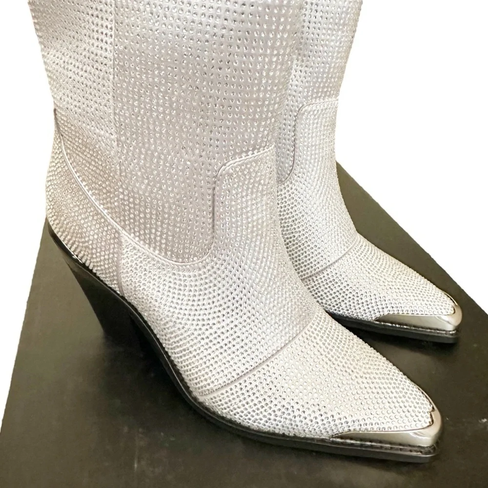 NIB DANIEL X DIAMOND North Jewel Cave Knee High Western Boot Silver 6.5